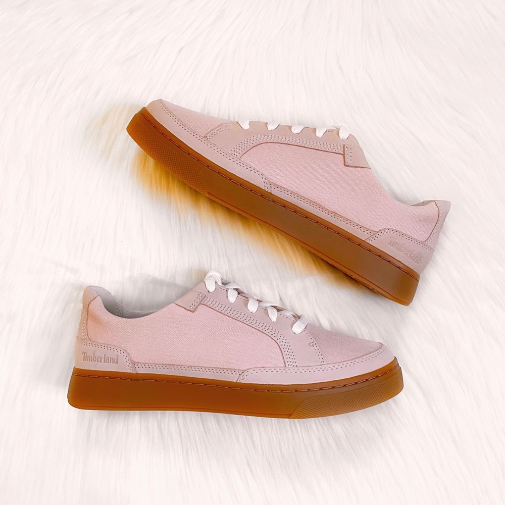 Timberland Women’s Atlanta Green EK+ Light Pink Canvas Sneakers - Picture 6 of 8